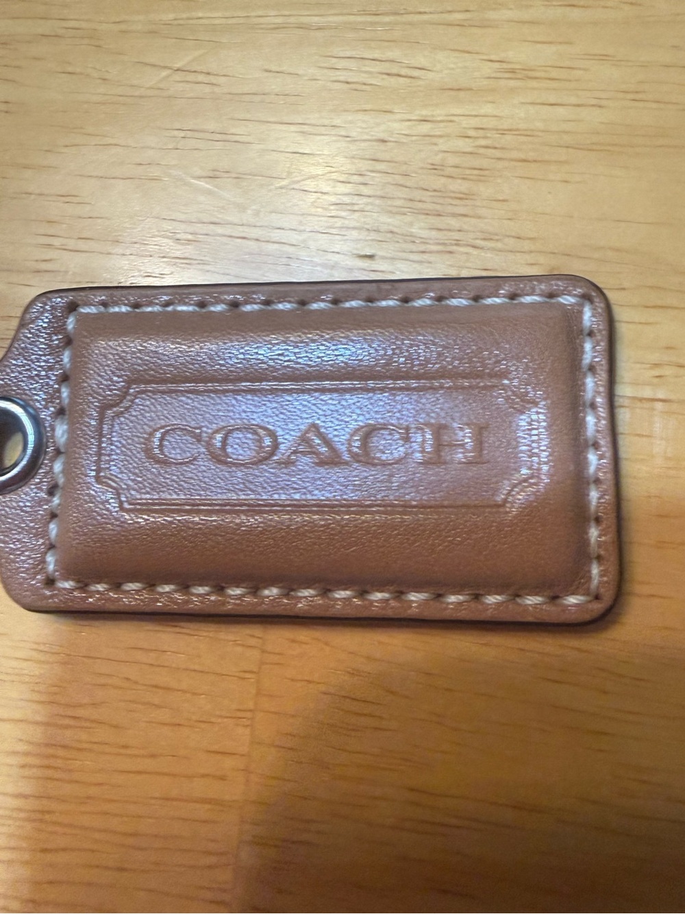 Coach Taupe Beige Lt Brown Tag/Fob Handbag Charm Women Solid Logo Accent 1 Piece